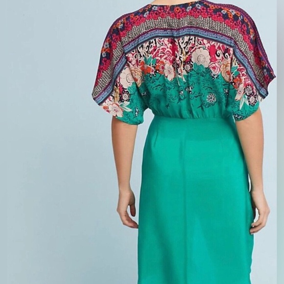 Anthropologie Vanessa Virginia ‎ Takato Kimono Sleeve Silk Tunic Size 6 Petite - Picture 3 of 7